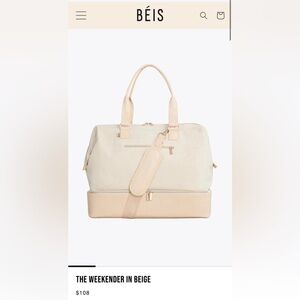 BEIS travel weekender in beige - Dimensions: 16" H x 19" W x 10" D
